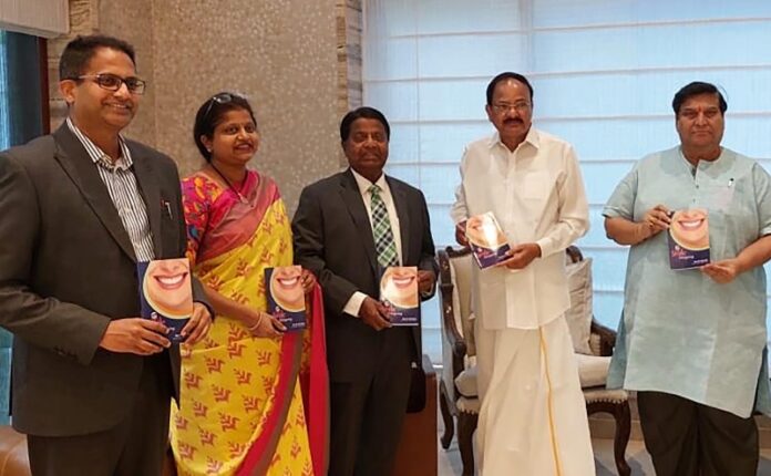 HE Sri M. Venkaiah Naidu, Vice President of India, releases ‘SMILE DESIGNING’ book authored by eminent dentist Prof. Dr. M.S. Gowd