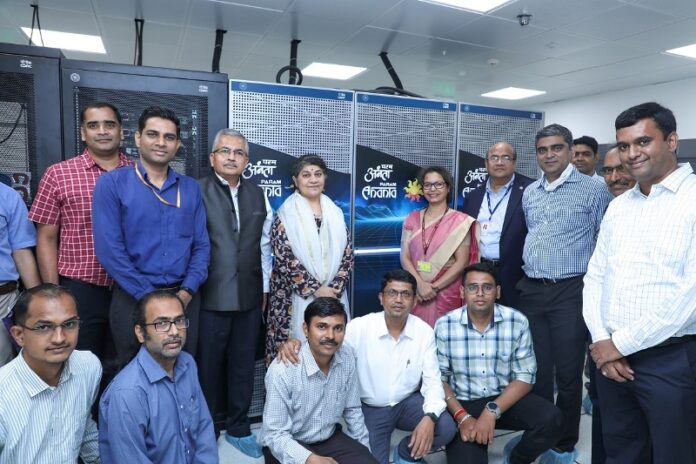 Senior officials from MeitY, DST, C-DAC, and IITGN at the commissioning of the supercomputer Param Ananta at IITGN